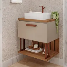 Gabinete Suspenso com Cuba 60cm Mari Espresso Móveis Cappuccino