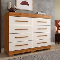 Cômoda 111,60cm 8 Gavetas 100% Mdf Lantana Espresso Móveis Cinamomo/Off White