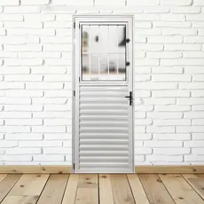 Porta Social Palheta de Alumínio 210 X 90cm Linha 25 Esquadrias Bergamo Abertura Direita Direita