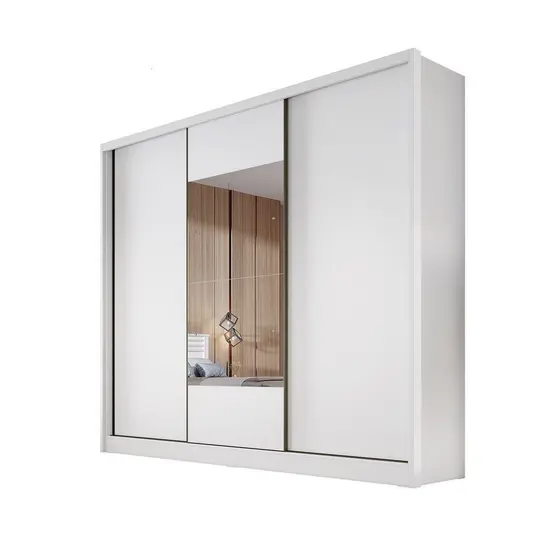 Guarda Roupa Casal MDF com Espelho 3 Portas 6 Gavetas Montreal  Branco