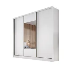 Guarda Roupa Casal MDF com Espelho 3 Portas 6 Gavetas Montreal  Branco