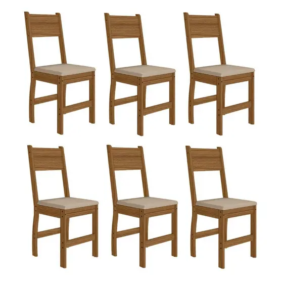 Kit 6 Cadeiras de Jantar MDF Milano Carvalho/Savana