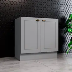 Balcão para Cozinha sem Tampo 2 Portas 1 Prateleira Americana Cinza
