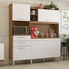 Armario De Cozinha 6 Portas 2 Gavetas Select  Amêndoa/Branco