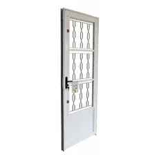 Porta de Aço Postigo 215x85cm com Grade Elo Minas Sul Mgm Abertura Esquerda Esquerda