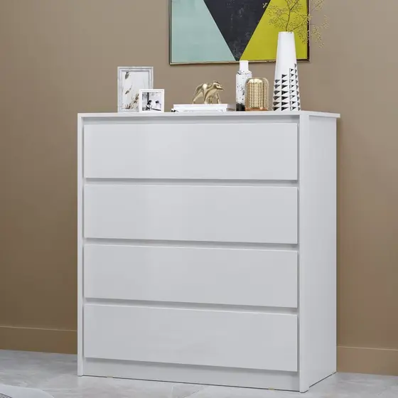 Cômoda 4 Gavetas em MDP 89x92cm Carla Branco Branco