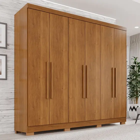 Guarda-Roupa Casal 6 Portas 2 Gavetas com Pés França Cinamomo Cinamomo