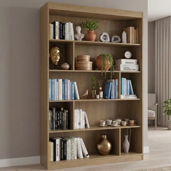 Estante de Livros 120cmx181cm 4 Prateleiras Home Office YesCasa Avelã Tx