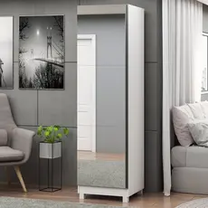 Sapateira 1 Porta Espelhada Gold 100% MDF Branco Acetinado