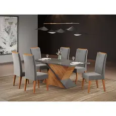 Mesa de Jantar Retangular BMW com 6 Cadeiras Madeira Maciça Vegas Yescasa Mel/Grafite