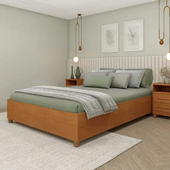 Cama Casal em MDP 193cm x 144cm Mônaco   Cinamomo