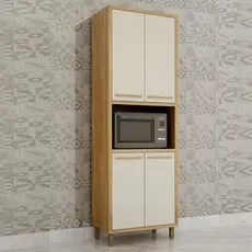 Armário Paneleiro 4 Portas com Nicho Torino Cinamomo/Off White