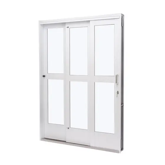 Porta de Aço de Correr 215x200cm 3 Folhas Vidro Liso Qualitysol Ramassol