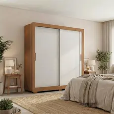 Guarda Roupa Casal Titanium 2 Portas de Correr 4 Gavetas Cinamomo/Areia