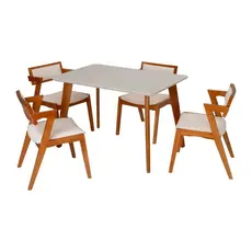 Conjunto Mesa Verona com 4 Cadeiras Madeira Maciça e Estofada Ímola Espresso Móveis