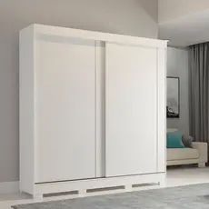 Guarda-Roupa 183cm 2 Portas de Correr com Pés 100% MDF Bonito Espresso Móveis Branco