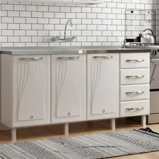 Balcão de Cozinha Aço Triplo Star New  Branco
