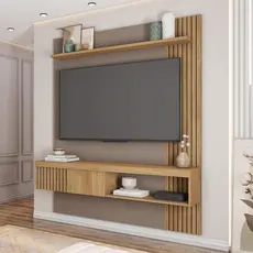 Painel para TV até 65 Polegadas Ripado 183x150cm Moon Marrom Buriti/Fendi Buriti/Fendi