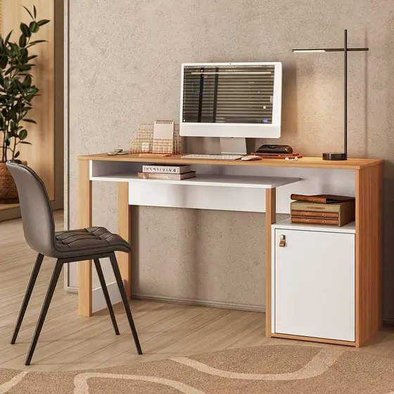 Escrivaninha Mesa Escritório Versa Home 136cm 1 Porta