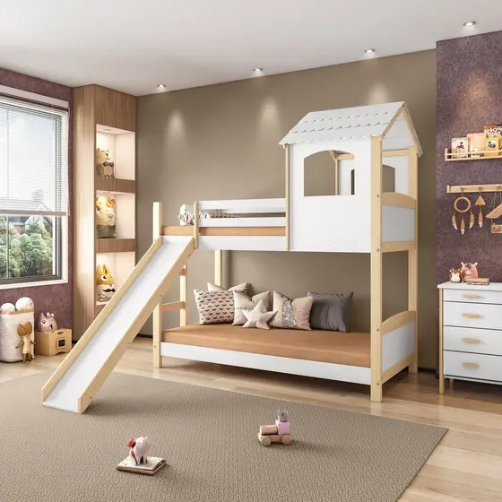 Beliche Infantil Casinha com Escorregador Madeira e Mdf - Casatema MadeiraOriginals Sim