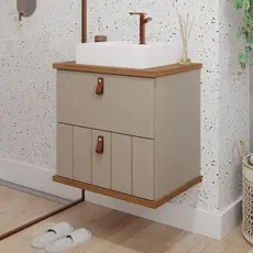 Gabinete Suspenso com Cuba 60cm Poli Espresso Móveis Cappuccino