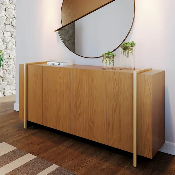 Buffet 4 Portas 160cm Copacabana Tubo Freijó/Dourado