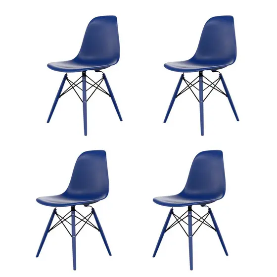 Conjunto com 4 Cadeiras para Sala de Jantar Eames Pp Dsw Inj  Azul Bic