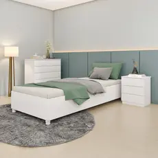 Cama Solteiro em MDP 94cm x 193cm Mônaco   Neve