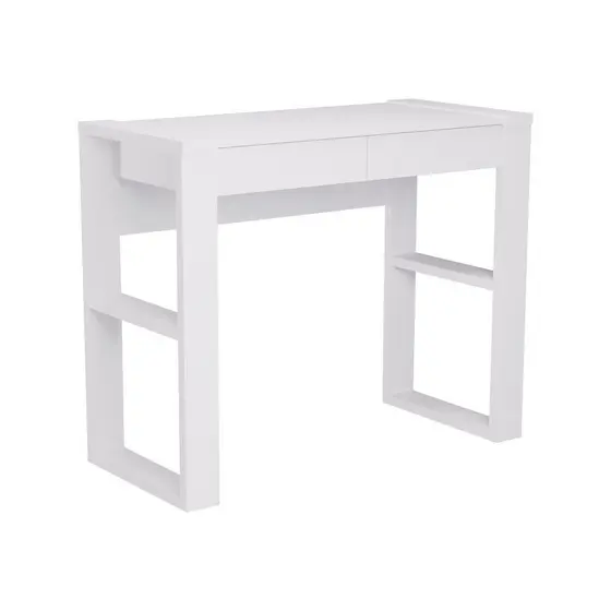 Escrivaninha Mesa Escritório 100% Brisa 2 Gavetas 91cm Branco Branco