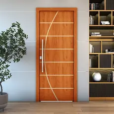 Folha de Porta de Madeira Frisada 210cm X 100cm Valuchi Portas Mogno