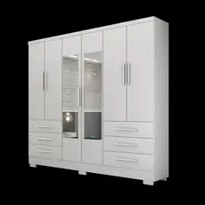 Guarda-Roupa Casal MDP com Espelho 6 Portas 6 Gavetas Dakar Branco