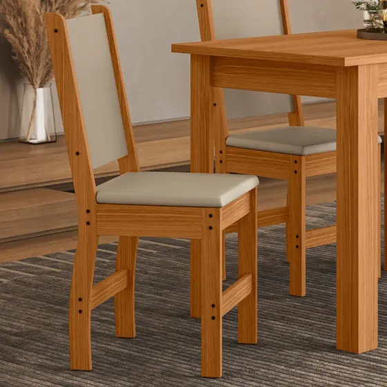 Kit 6 Cadeiras de Jantar Mdf Clara Freijó/Savana