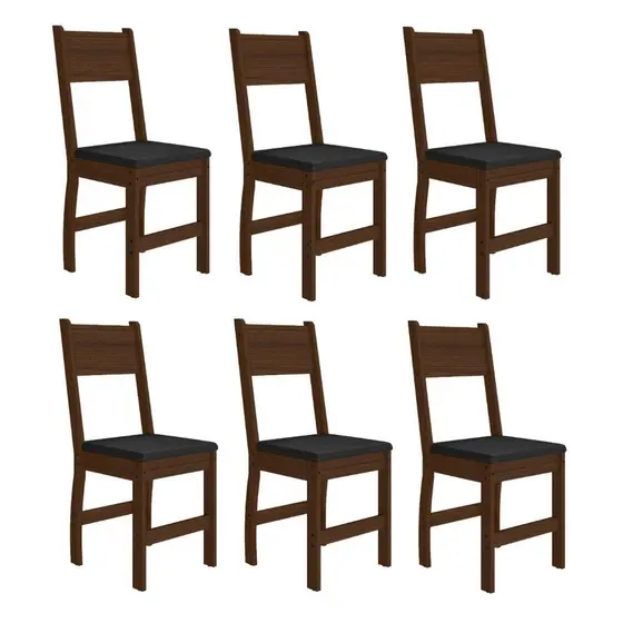 Kit 6 Cadeiras de Jantar MDF Milano Amêndoa/Preto