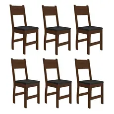 Kit 6 Cadeiras de Jantar MDF Milano Amêndoa/Preto