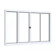 Janela de Aço de Correr 100x150cm 4 Folhas com Vidro Liso Riobras