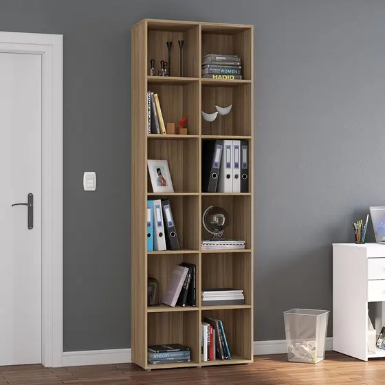 Estante de Livros 74cmx221cm 12 Nichos Caracol Castanho