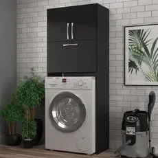 Armário Multiuso Lavanderia 3 Portas Preto
