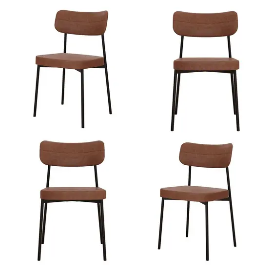 Kit com 4 Cadeiras para Sala de Jantar Mona Yescasa Preto/Whisky