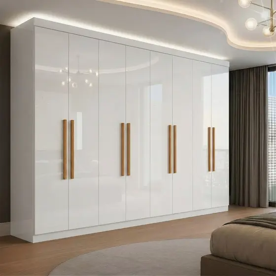 Guarda Roupa Casal 8 Portas 4 Gavetas Paris Espresso Móveis Branco Branco