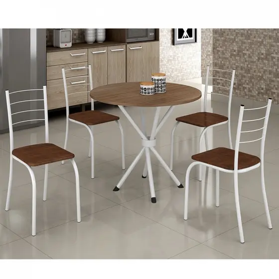 Conjunto Mesa Rendonda 4 Cadeiras Imbuia Rio  Branco/Marrom/Imbuia