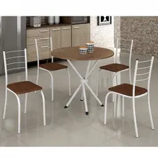 Conjunto Mesa Rendonda 4 Cadeiras Imbuia Rio  Branco/Marrom/Imbuia