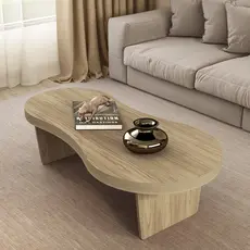 Mesa de Centro Design Orgânico Tampo em Tamburato Magnum Marrom Carvalho Carvalho