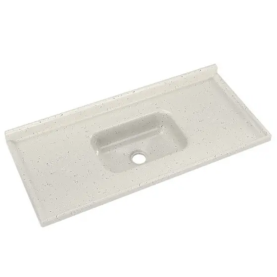 Pia de Cozinha em Mármore Sintético com Furação para Válvula Americana 120cmx55cm AJ Rorato Travertino