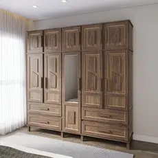 Guarda-Roupa Casal com Espelho 10 Portas Rio Branco  Imbuia Natural