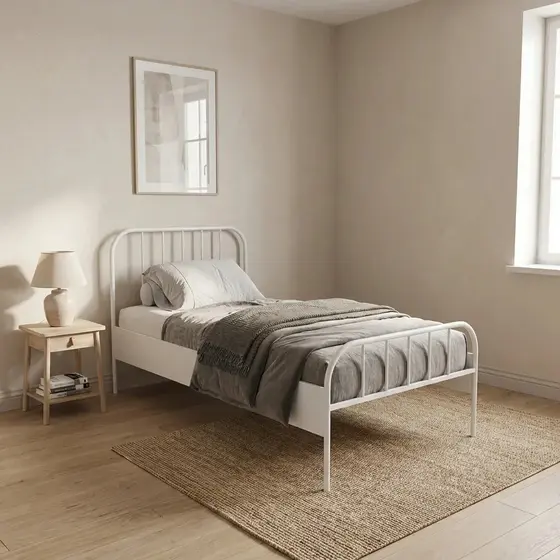 Cama Solteiro em Aço Tubular xJulia Branco Yescasa Branco