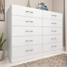 Cômoda para Quarto 10 Gavetas Caribe Branco Branco