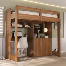 Cama de Solteiro Zwork 2 Portas com Escrivaninha Multifuncional Yescasa
