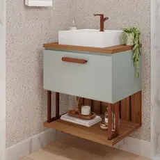 Gabinete Suspenso com Cuba 60cm Mari Espresso Móveis Pistache