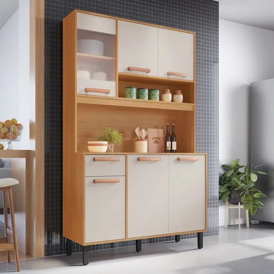 Cozinha Compacta 6 Portas 1 Gavetas 120cm Nápoles Itatiaia Cinamomo/Off White
