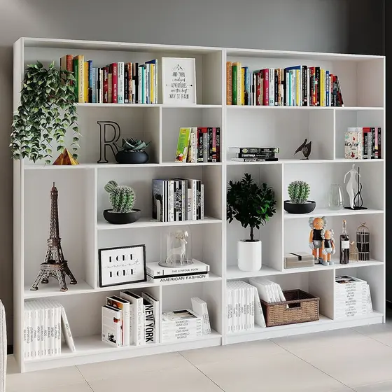 Kit 2 Estante para Livros 180cmx240cm 4 Prateleiras Seattle Yescasa Branco